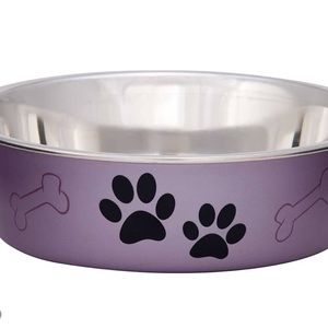 2 pack-Loving Pets -Bella Bowls-Dog Bowl No Tip Stainless Steel Pet Bowl Grape